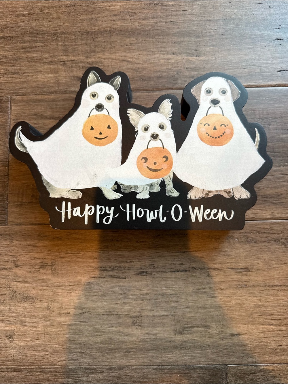 Happy Howl-O-Ween Dog Ghost Décor - White & Orange
